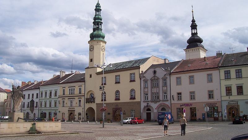 Moravská Třebová, okres Svitavy, Česká republika. Náměstí T.G.Masaryka s radnicí