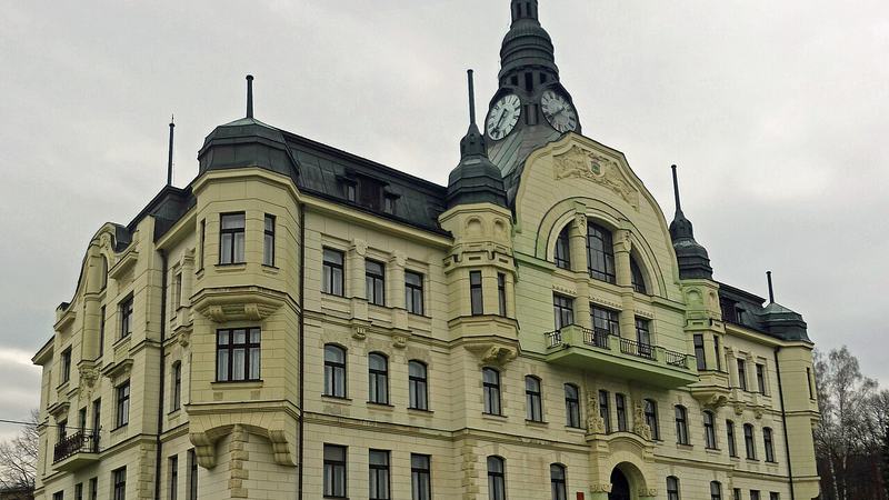 Rathaus von Tannwald (Tanvald) im Isergebirge