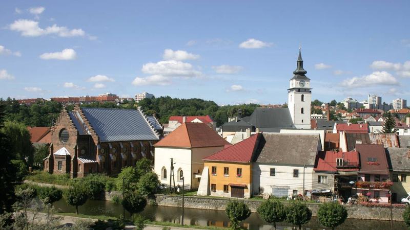 Velké Meziříčí, centre of the town from north - Velké Meziříčí, centrum města od severu