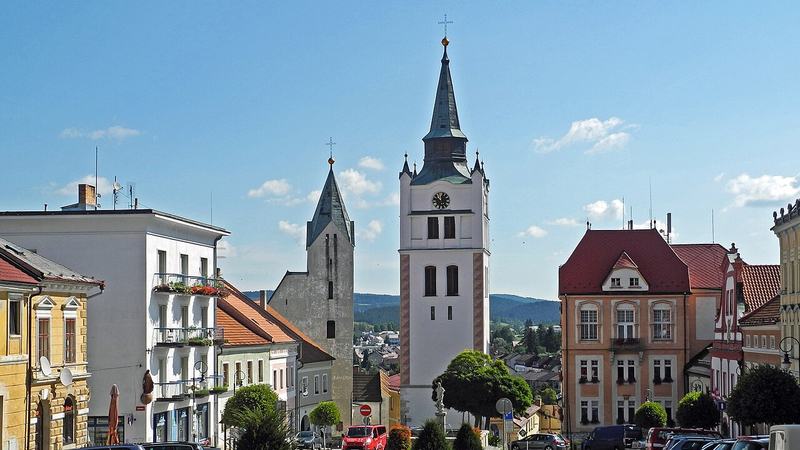 Bürgerhäuser am Markt in Winterberg (Vimperk) im Böhmerwald